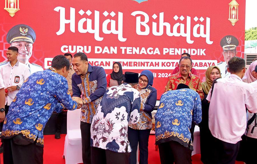 Tumplek Blek, Wali Kota Eri Cahyadi dan Wakil Wali Kota Armuji Gelar Halal Bihalal Bersama 22.900 Guru SD-SMP se-Kota&nbsp;Surabaya